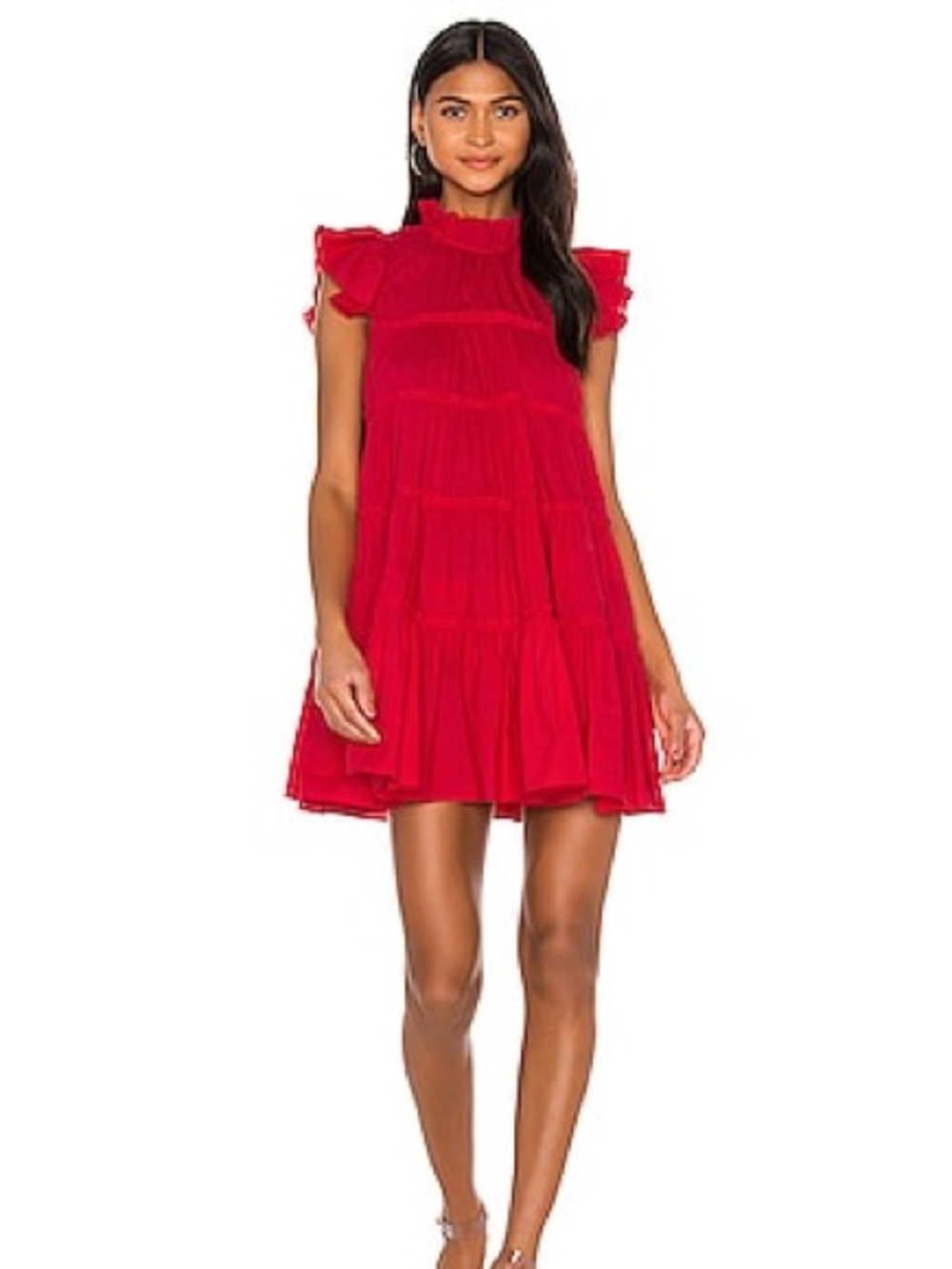 Rhode Tiffany Dress in Candy Red Ruffle Tiered Dress - Picture 6 of 6